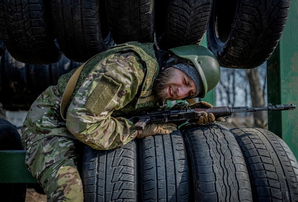 A volunteer who aspires to join the third Separate Assault Brigade of the Ukrainian Armed Forces takes part in basic training, amid Russia's attack on Ukraine, in Kyiv region, Ukraine on 5 March 2024   