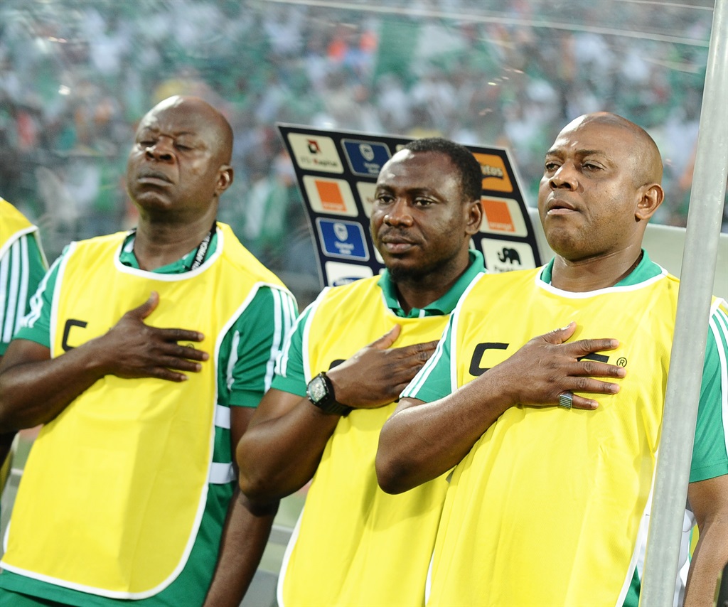 Sylvanus Okpala (left), a former Nigeria assistant coach during Stephen Keshi (right) reign, has insisted he should be the next head coach of the Super Eagles.