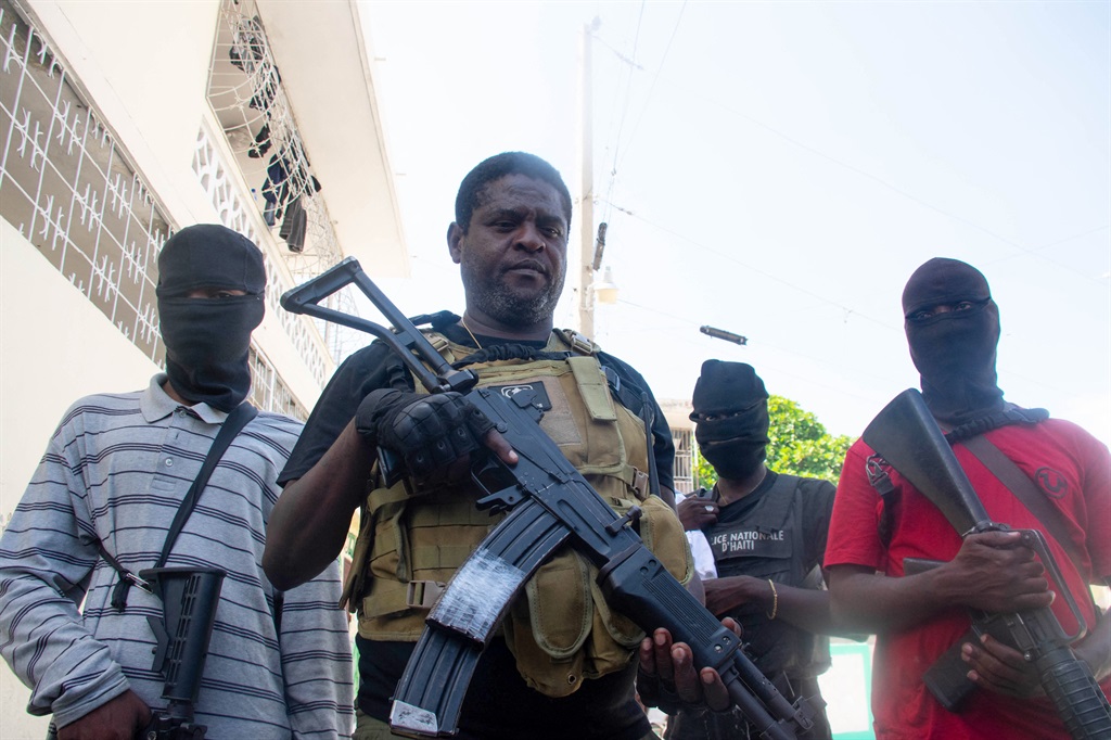 Gang leader Jimmy Barbecue Cherizier and his men are seen in Port-au-Prince, Haiti, on 5 March 2024. (Clarens SIFFROY / AFP)