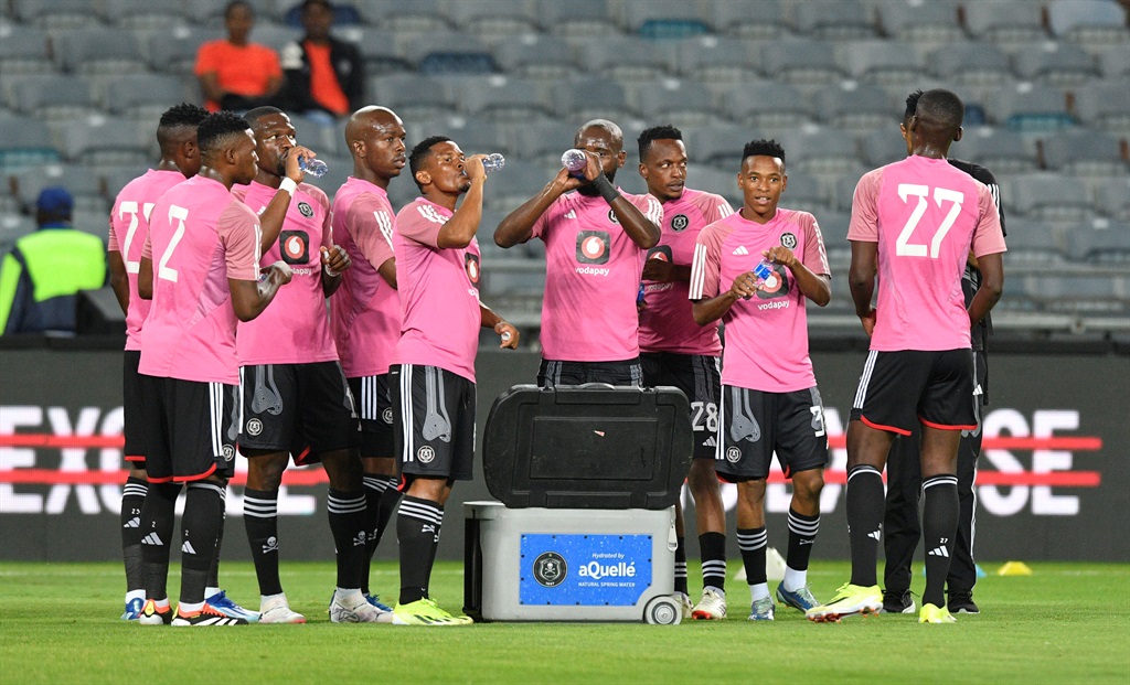 Orlando Pirates players during  DStv Premiership 2023/24 match between Orlando Pirates and Cape Town Spurs at Orlando Stadium on 06 March 2024 