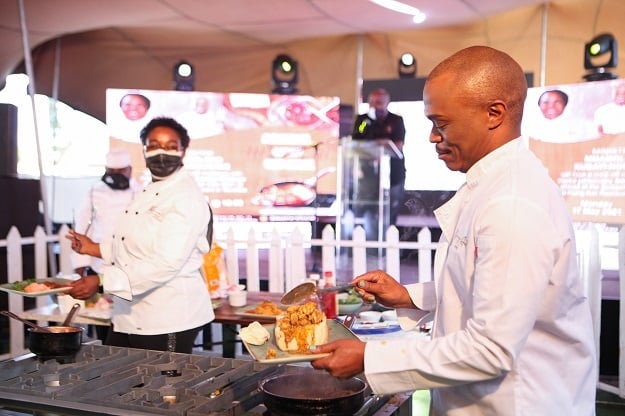 Somizi Mhlongo at Hang Awt Restaurant with Mmamoloko Kubayi-Ngubane hosting a cook-off as the pre-buget speech event back in May. 