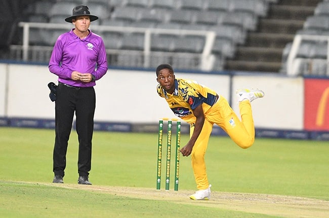  Kwena Maphaka of the Lions during the CSA T20 Challenge match against the Rocks at the Wanderers on Friday. (Lefty Shivambu/Gallo Images)