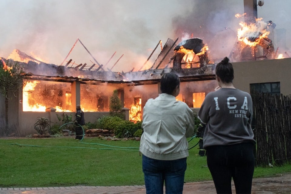 The main house at the well-known Lombardini Guest Farm in Jeffreys Bay reportedly burned down on April 9.