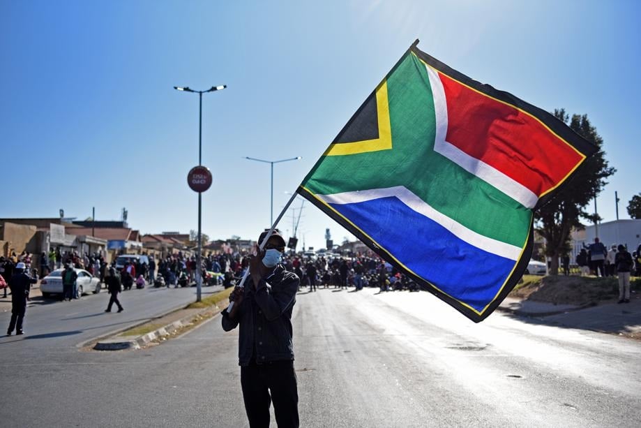 Disgruntled Soweto residents participate in a march under the banner of Operation Dudula in Diepkloof in Soweto on June 16 2021 with the aim of closing down all shops owned by undocumented immigrants and to highlight the scourge of drugs. Photo: Tebogo Letsie