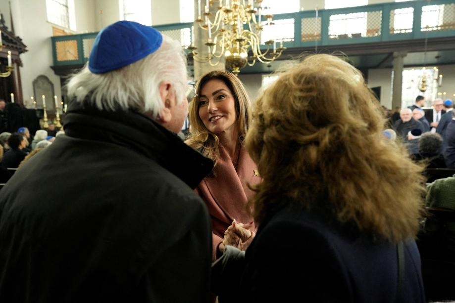 People attend the opening ceremony of the National Holocaust Museum at the Portuguese synagogue in Amsterdam, Netherlands, on Sunday 10 March. Photo by Peter Dejong/Pool via Reuters