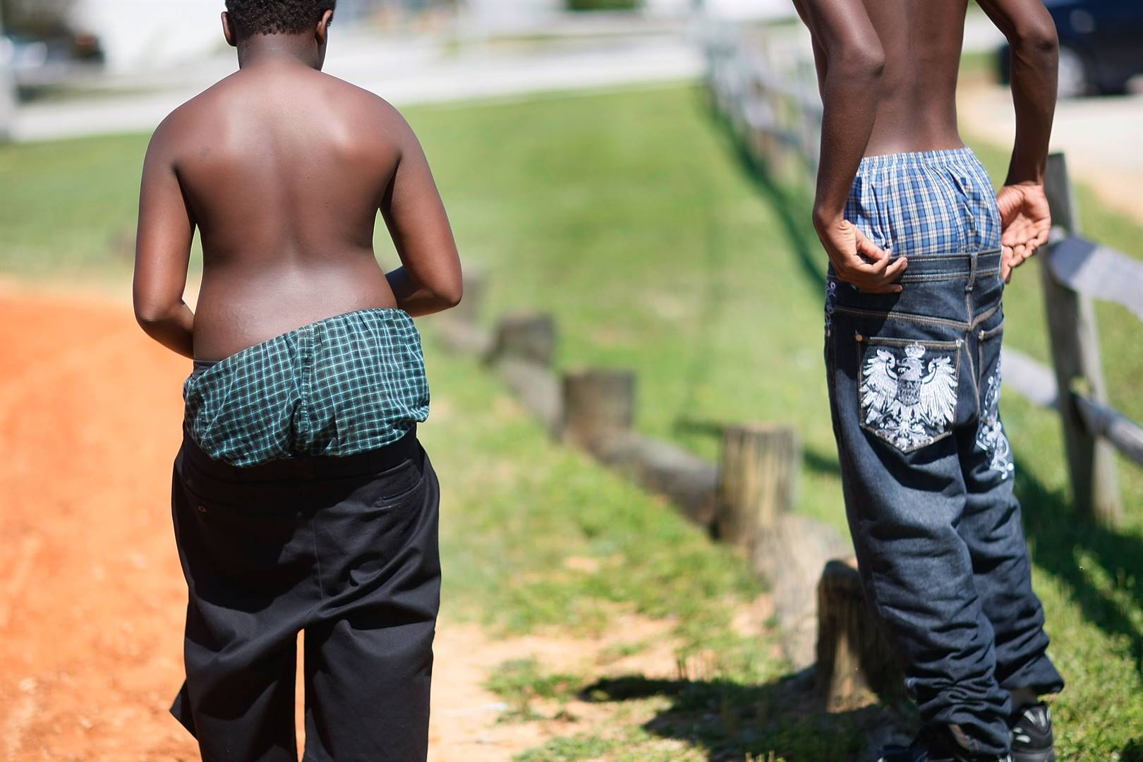 Youngsters wear their trousers with underwear showing. Photo: Joe Raedle/Getty Images