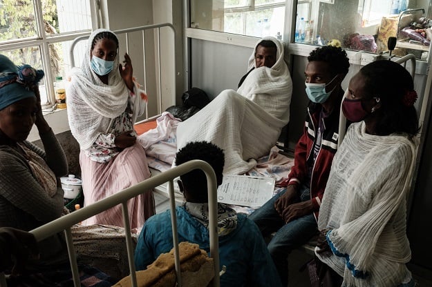 Relatives of a Togoga injured resident, a village about 20km west of Mekele, where an alleged airstrike hit a market.