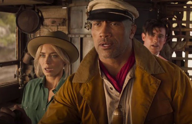 Emily Blunt, Dwayne Johnson and Jake Whitehall in 'Jungle Cruise.' (Screengrab)
