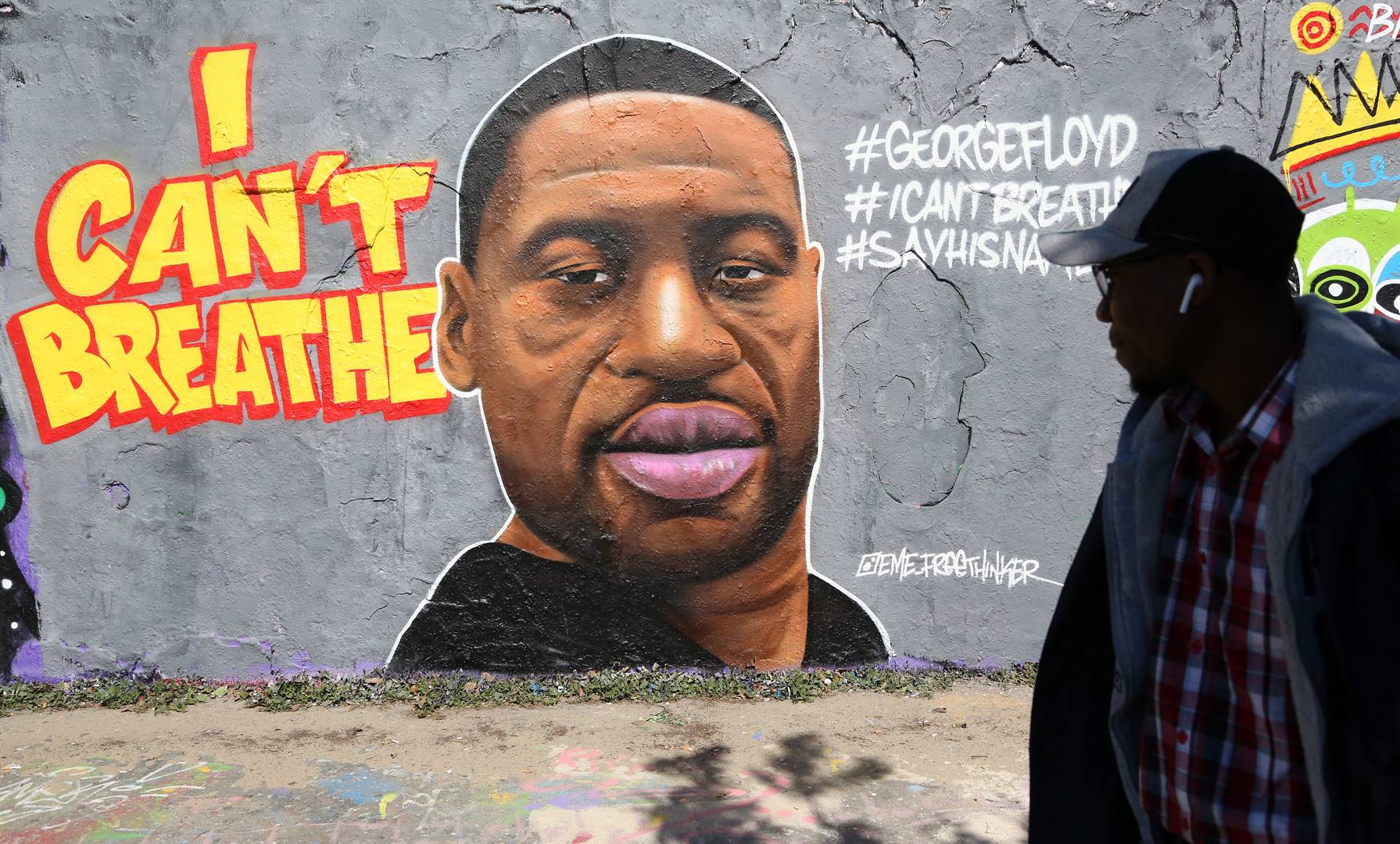 A mural of George Floyd, who was murdered by ex-cop, Derek Chauvin.