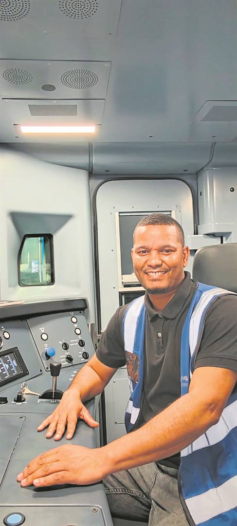 Riyaad Sampson inside the train he was driving when he saved a dog’s life.