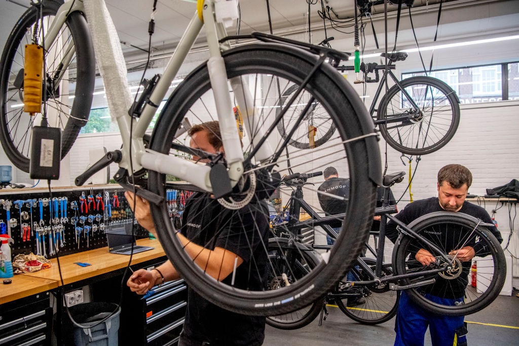 Inside the Dutch e-bike manufacturer VanMoof's factory. (Photo: AFP)