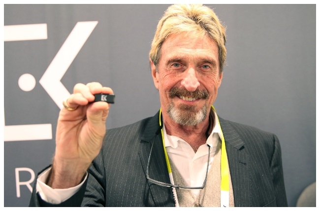 John McAfee at a 2016 consumer electronics show in Las Vegas where the antivirus software pioneer displayed an innovation to replace most passwords of users on the internet. (PHOTO: Gallo Images/Getty Images)