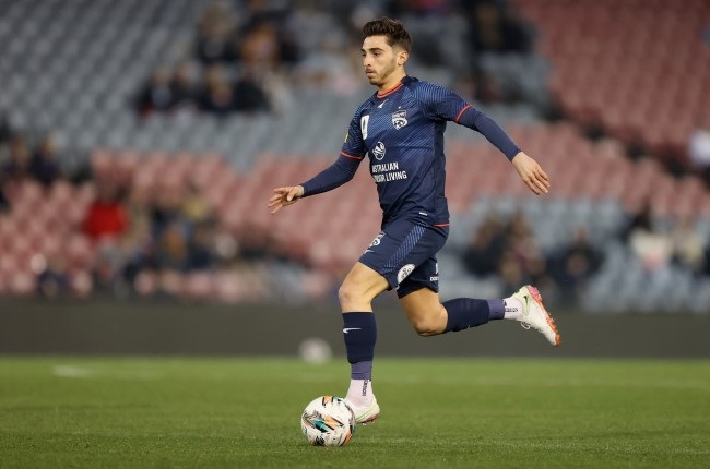 Australian footballer Joshua Cavallo in action for his club, Adelaide United, in the Australia Cup. (Photo by Ashley Feder/Getty Images)