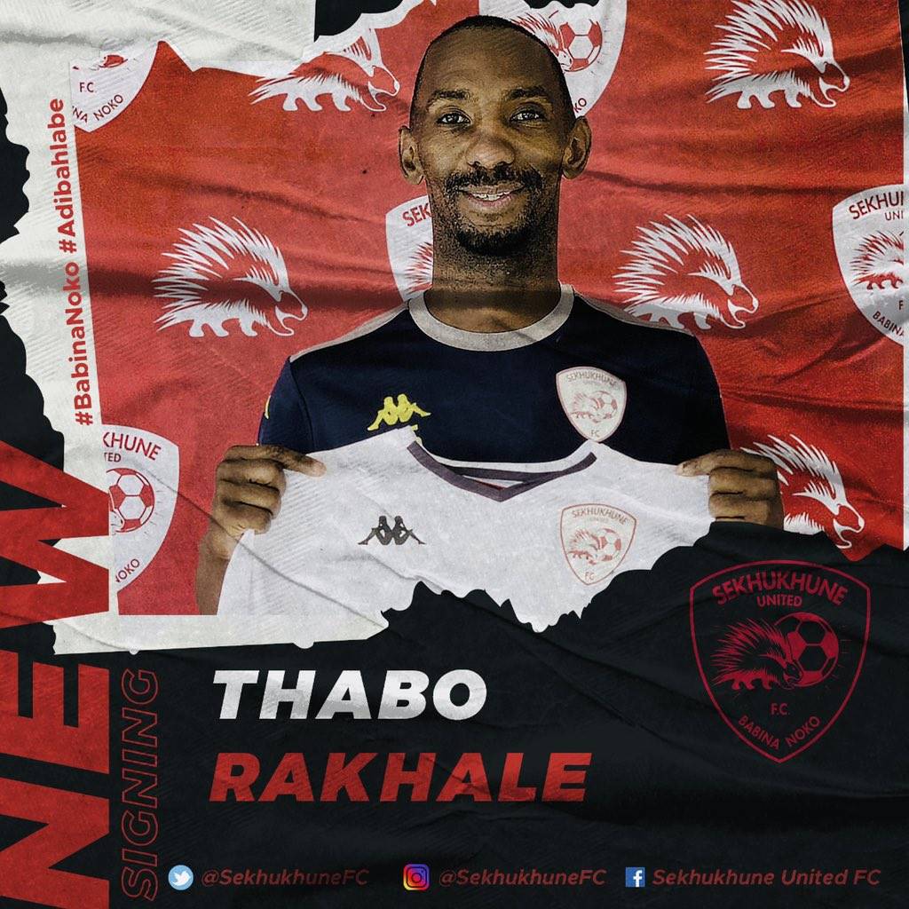 Thabo Rakhale was unveiled among Sekhukhune United new signings this week Picture: Sekhukhune united Twitter 