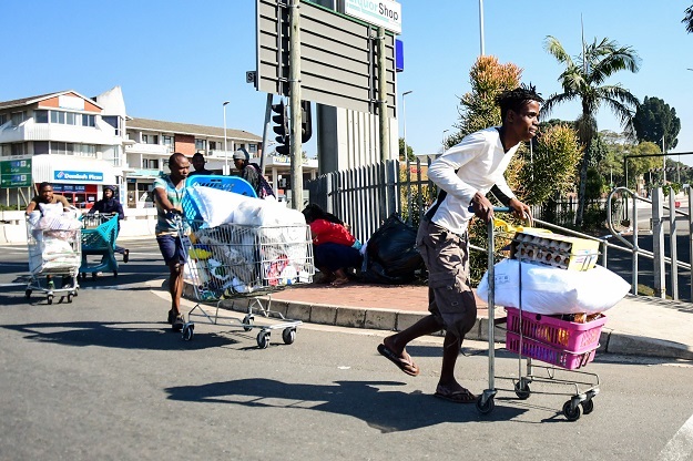 During the looting in Durban last year, looters used trolleys to fill with goods.  
