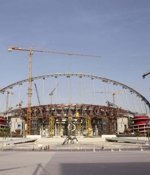 A view of the construction work at the Khalifa International Stadium in Doha, Qatar. Picture: Naseem Zeitoon/Reuters