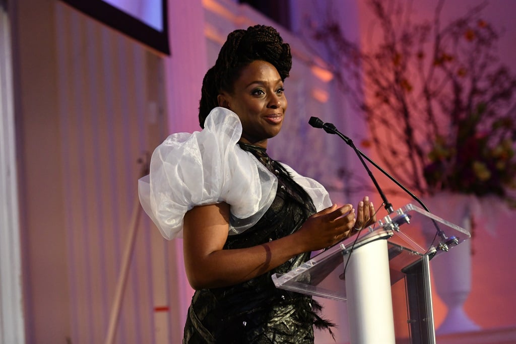 Chimamanda Adichie speaks at the 2018 Action Against Hunger Gala at 583 Park Avenue on October 30, 2018 in New York City. (Photo by Jared Siskin/Patrick McMullan via Getty Images)