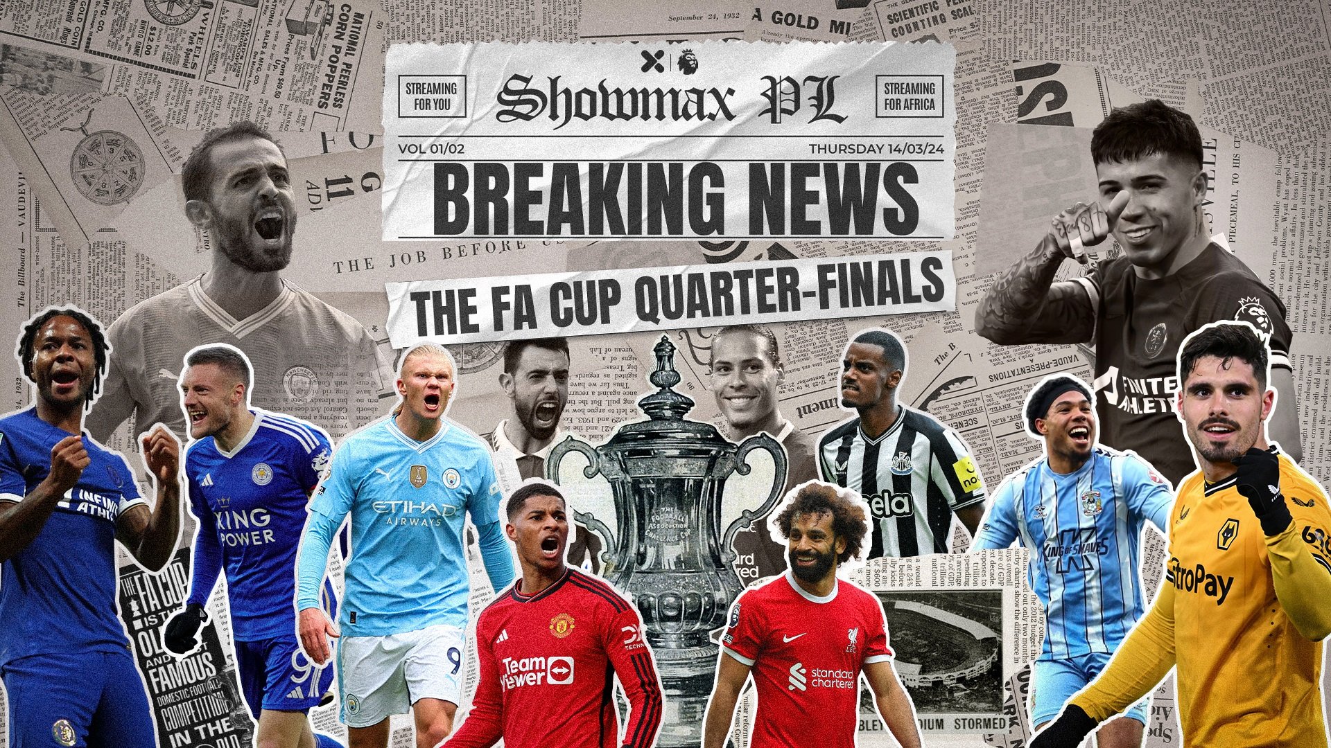 Stream the FA Cup Quarter Finals live on Saturday! Man City vs Newcastle United 