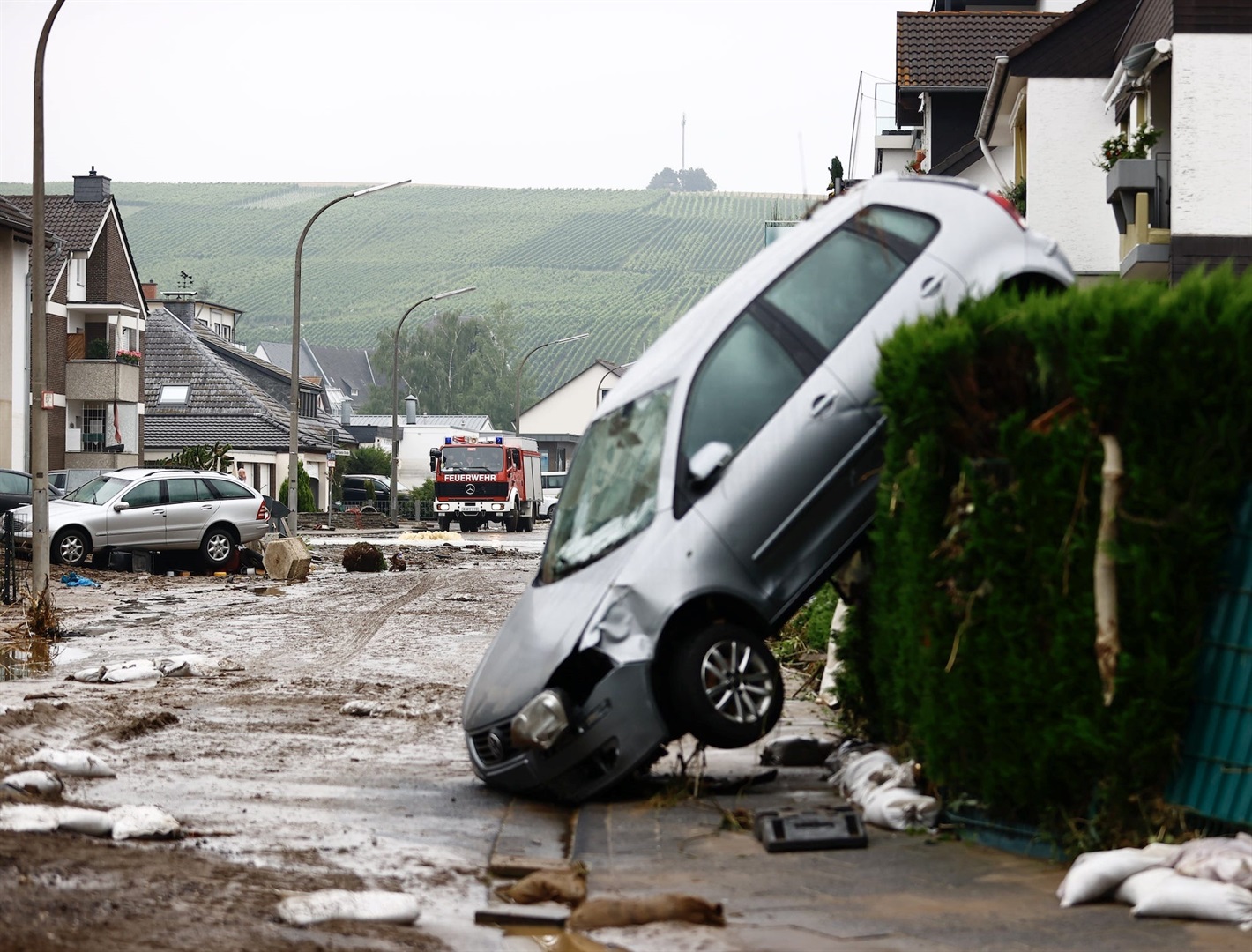 A view of flood devastated area after severe rainstorm and flash floods hit western states of Rhineland-Palatinate and North Rhine-Westphalia, on July 16, 2021, in Ahrweiler district of Rhineland-Palatinate, Germany.
