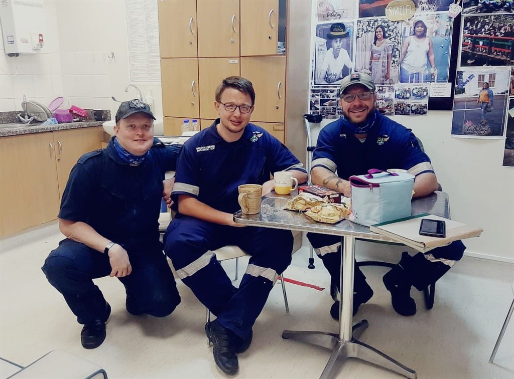 Durban paramedics Kyle van Reenen (left), Sheldon Lombard and Leon Fourie.  