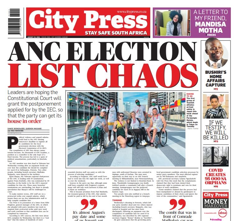 Whats In City Press Anc Election List Chaos Row Over Spy