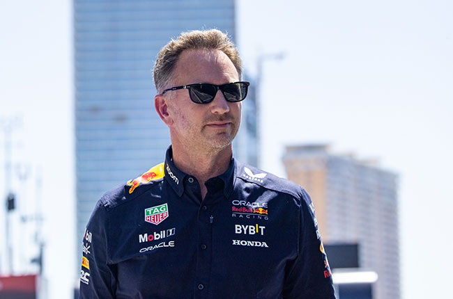 Red Bull Racing team principal Christian Horner arrives in the paddock ahead of the 2024 F1 Grand Prix of Saudi Arabia. (Photo by Kym Illman/Getty Images)