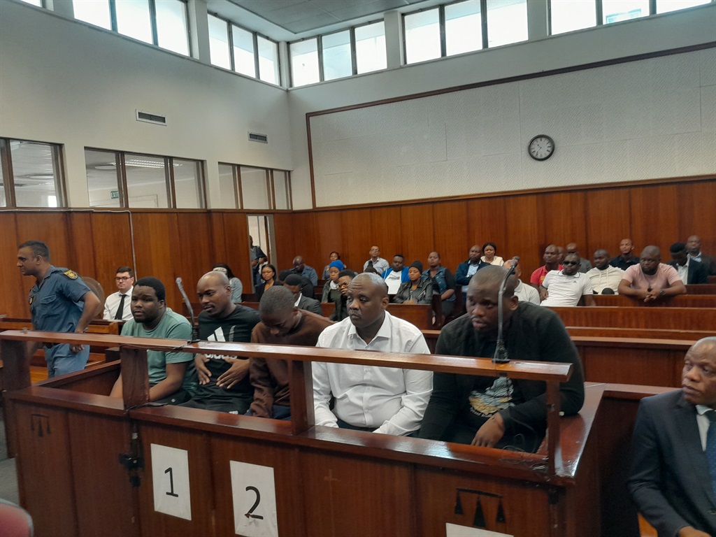 The five suspects linked to the Kiernan 'AKA' Forbes and Tebello 'Tibz' Motsoane murders appeared in the Durban Magistrates Court.  Photo by Mbali Dlungwana 