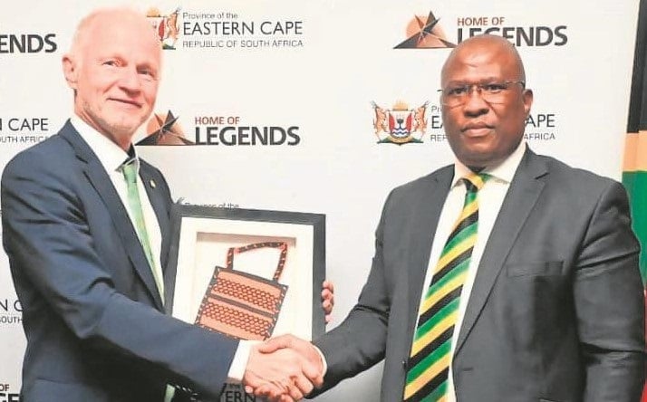 Eastern Cape premier Oscar Mabuyane and German Special Envoy to South Africa for Just Energy Transition Partnership (JETP), dr Rainer Baake, at the conclusion of their meeting held in East London last week.                                          