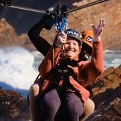 ‘I was just thrilled’: meet the 94-year-old Free State great-granny who ziplined 1,1 km over the sea