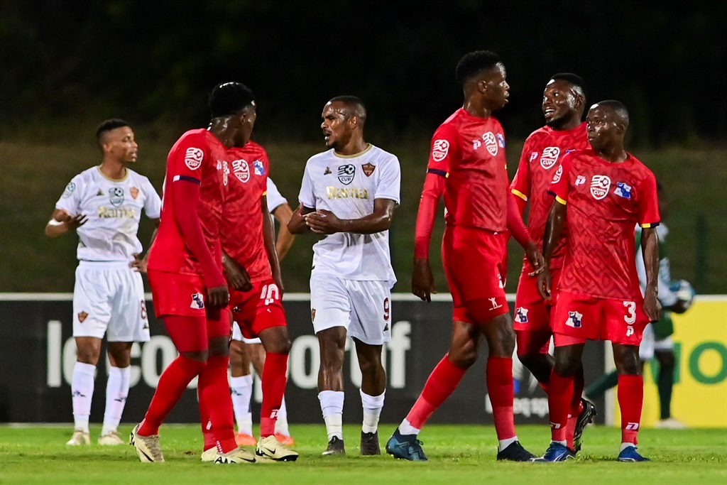 DURBAN, SOUTH AFRICA - MARCH 15: Half time during the Nedbank Cup, Last 16 match between  Milford FC and Stellenbosch FC  at Princess Magogo Stadium on March 15, 2024 in Durban, South Africa. (Photo by Darren Stewart/Gallo Images)