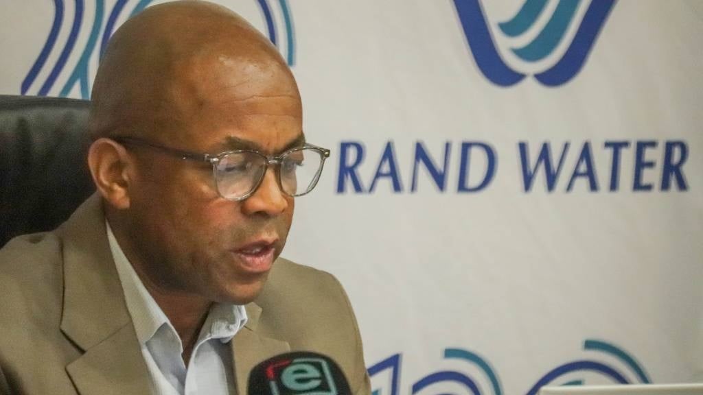 Rand Water CEO Sipho Mosai is seen during the media briefing on bulk water provision in its area of supply in Johannesburg. (Sharon Seretlo/Gallo Images)