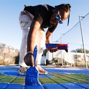 Artist Karabo Poppy's Clifton football pitch masterpiece honours SA's football heritage 