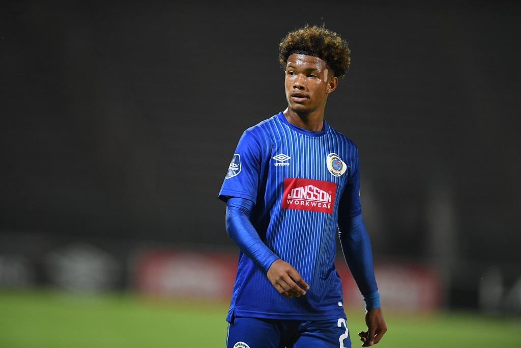 Shandre Campbell during the DStv Premiership match between SuperSport United and Stellenbosch FC at Lucas Moripe Stadium on February 16, 2024 in Pretoria, South Africa. 