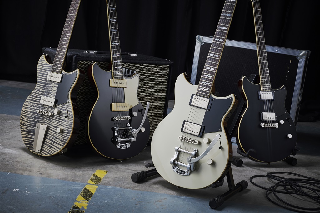 A group of Yamaha Revstar Series electric guitars, including a RS502TFMX, RS702B, RS720BX and a RS820CR, taken on June 14, 2019. (Photo by Olly Curtis/Future Publishing via Getty Images)
