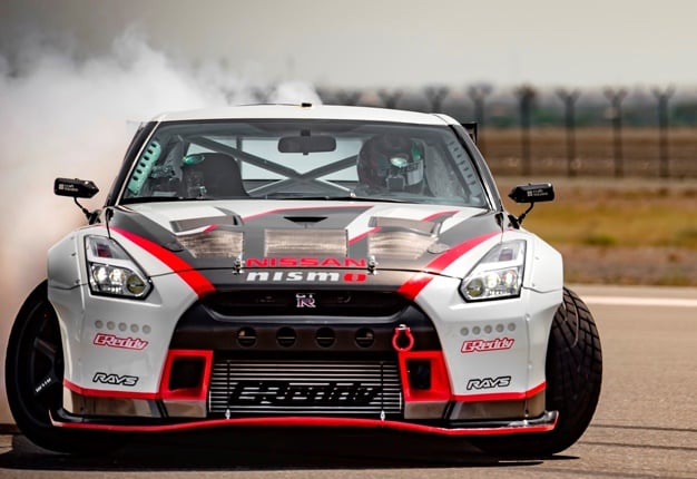 <B>DRIFTING AT 305KM/H:</B> A spiced-up Nissan GT-R just set the record for the fastest drift in history at 305km/h! <I>Image: Motorpress</I>