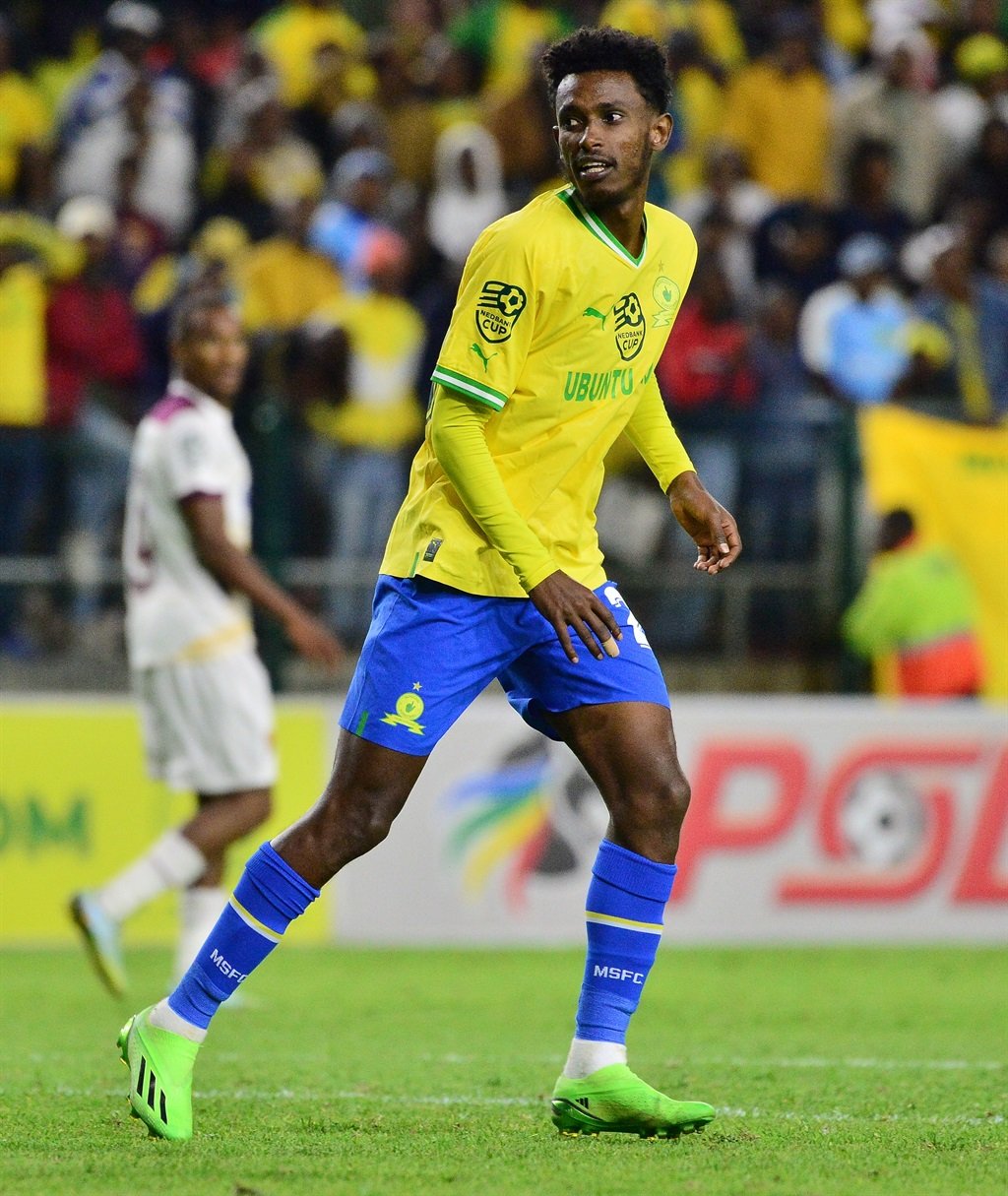 CAPE TOWN, SOUTH AFRICA - APRIL 15: Abubeker Nasir Ahmed of Mamelodi Sundowns during the Nedbank Cup quarter final match between Stellenbosch FC and Mamelodi Sundowns at Athlone Stadium on April 15, 2023 in Cape Town, South Africa. (Photo by Grant Pitcher/Gallo Images)