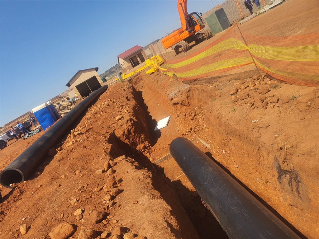 The Simunye Secondary School construction site in Westonaria where a security guard was killed and another injured during a robbery. (Supplied/Ali Tshifura)