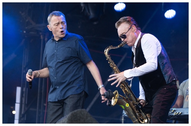 Duncan Campbell and Brian David Travers of UB40 perform live on stage during a Rewind Scotland show in July 2018 in Perth, Scotland. (PHOTO: Gallo Images/Getty Images)