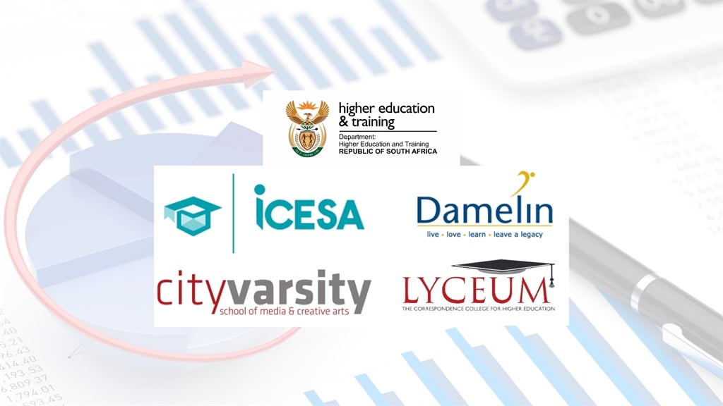 Damelin, CityVarsity, Icesa City Campus and Lyceum College are reportedly being shut down after failing to submit their financial statements for 2021 and 2022. (Graphic by Sharlene Rood/News24)