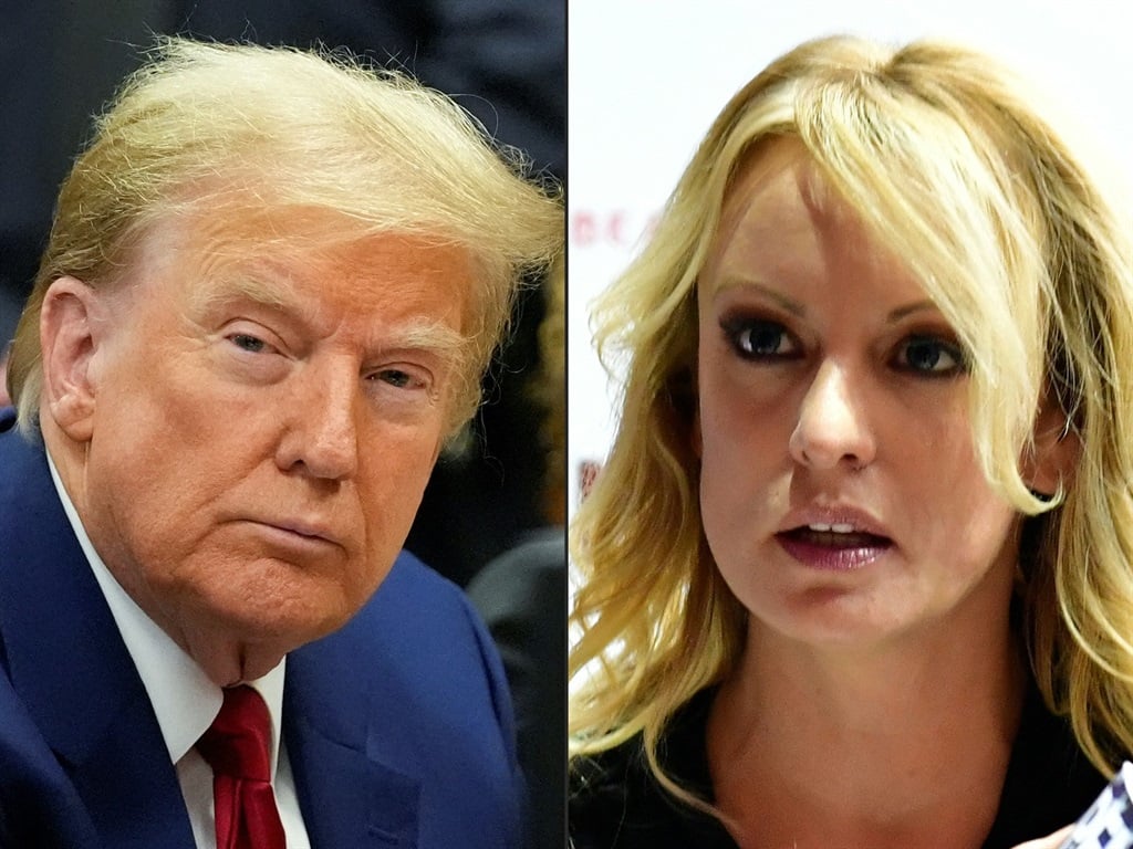 Former US President Donald Trump in New York City in March 2024 and adult film actress Stormy Daniels in October 2018 in Berlin. (Mary Altaffer and Tobias SCHWARZ via AFP)