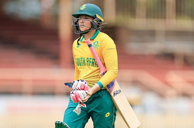 Proteas women all-rounder Sune Luus bats in the Twenty20 International. (Mark Evans/Getty Images)