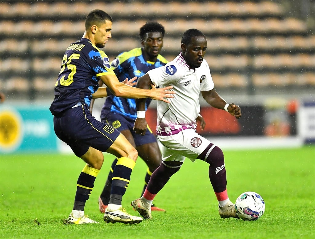 CAPE TOWN, SOUTH AFRICA - MAY 07: Gabadinho Mhango of Moroka Swallows during the DStv Premiership match between Cape Town City FC and Moroka Swallows at Athlone Stadium on May 07, 2024 in Cape Town, South Africa. (Photo by Ashley Vlotman/Gallo Images)43