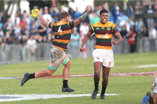 Paarl Gimnasium, seen here celebrating their Interschools win against Paarl Boys High last year, coasted past a struggling Pretoria Boys High. (Petri Oeschger/Gallo Images)