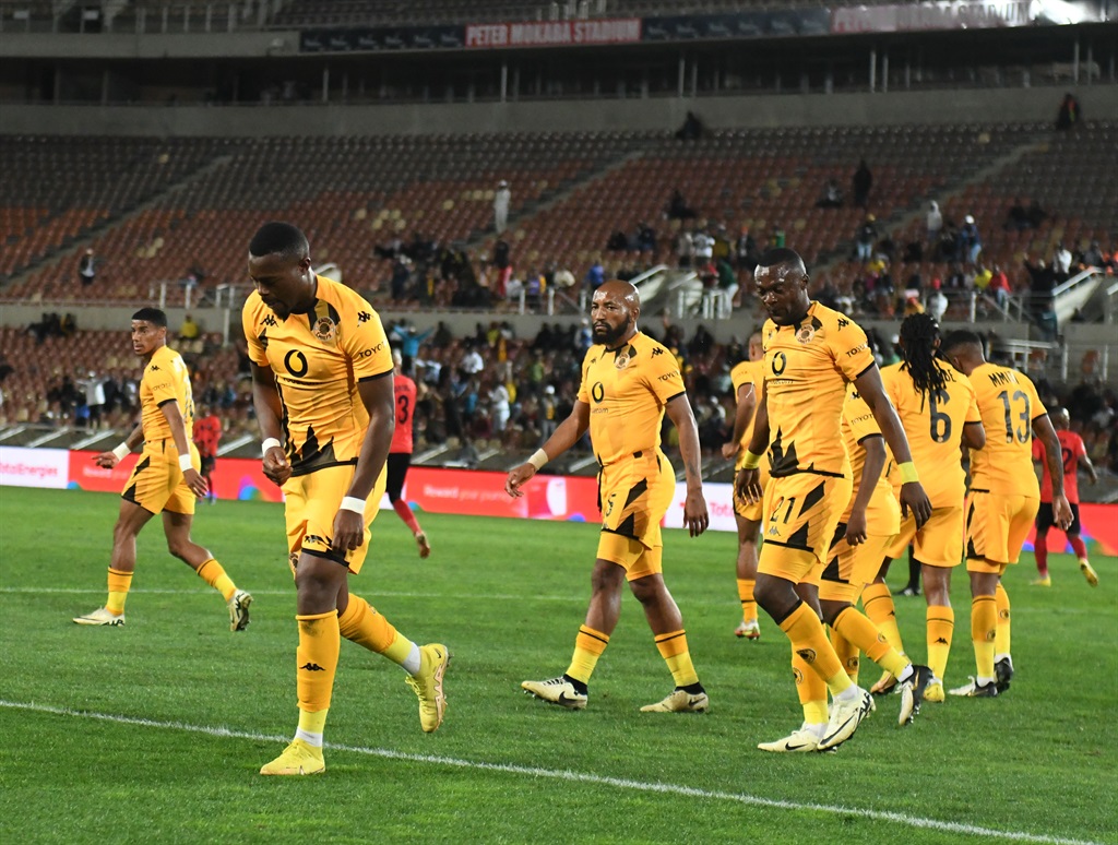 POLOKWANE, SOUTH AFRICA - MAY 07: Ranga Chivaviro of Kaizer Chiefs celebrates goal with team mates during the DStv Premiership match between Kaizer Chiefs and TS Galaxy at Peter Mokaba Stadium on May 07, 2024 in Polokwane, South Africa. (Photo by Philip Maeta/Gallo Images)