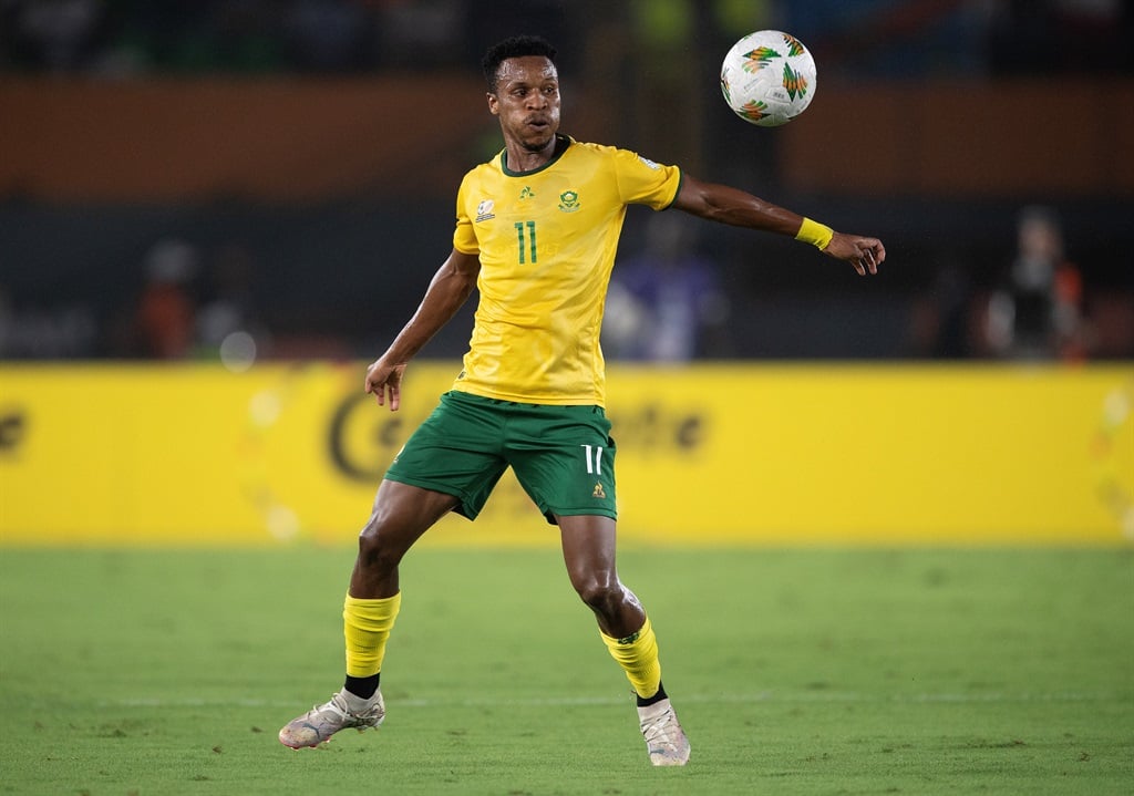 Themba Zwane of during the TotalEnergies CAF Africa Cup of Nations 3rd place match between South Africa and DR Congo at Stade Felix Houphouet Boigny on February 10, 2024 in Abidjan, Ivory Coast. 