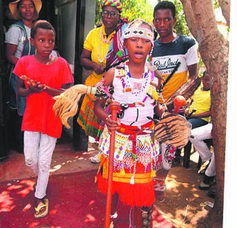 Mbali "Mnikelo" Kubheka Ngomane(9)from Mmakau in North West had a ceremony on Saturday after graduating as a sangoma. Photos by Raymond MorarePhoto by 
