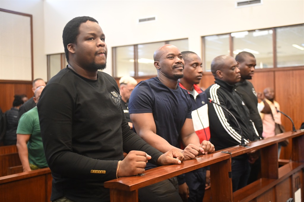 Five suspects Lindokuhle Mkhwanazi, Lindani Ndimande, Siyanda Myeza, Mziwethemba Gwabeni and Lindokuhle Ndimande in the dock in the Durban Magistrates Court. Photo by Jabulani Langa