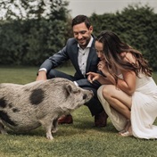Bride’s massive pig of a bridesmaid walks her down the aisle and steals the show
