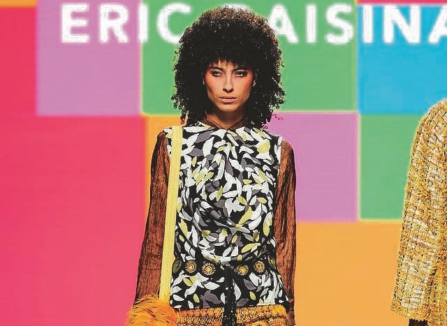 The raffia garment by Eric Raisina, a designer born in Madagascar, shown at the AFI Fashion Week. Photo: Supplied