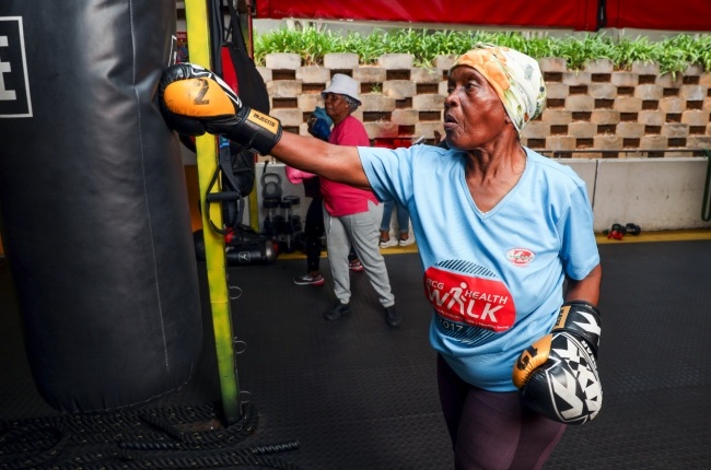 Gogos from Alexandra have taken up boxing classes. (PHOTO: Lubabalo Lesolle)